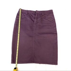 Sleek purple denim pencil skirt